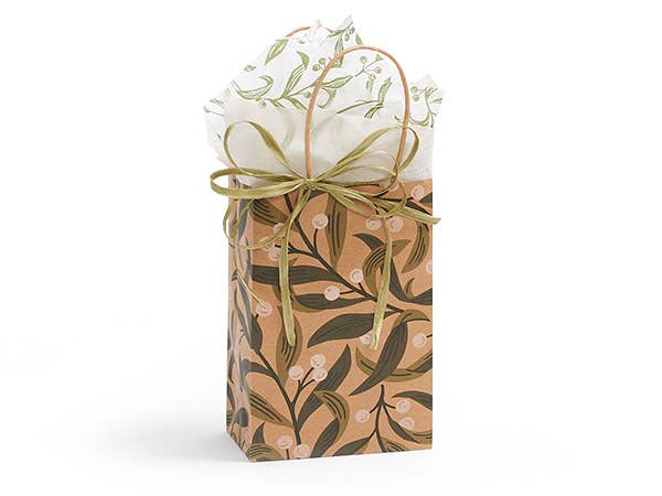 White Berries Paper Gift Bags: 25 Pack / Rose 5.25x3.50x8.25"