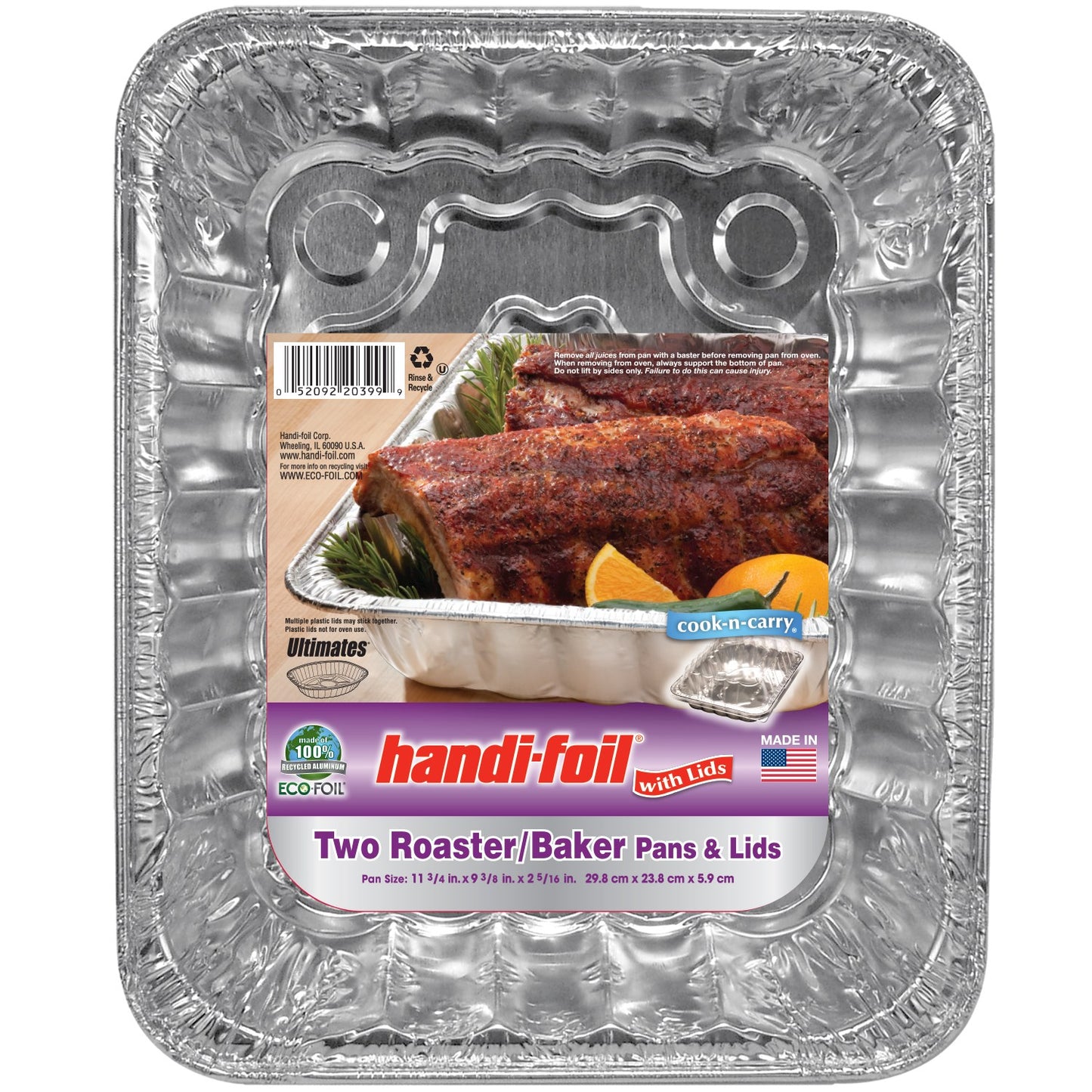 FOIL PAN ROASTER/BAKER W LID 2/P