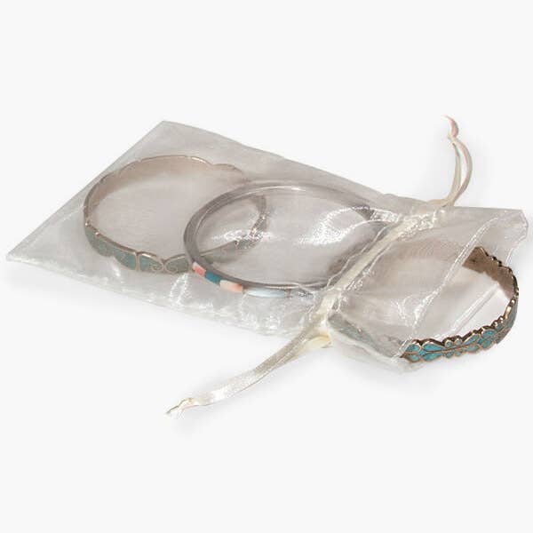 Organza Sheer Bags with Satin Drawsting Ribbon : Ivory / 10 Pack / 4x6"