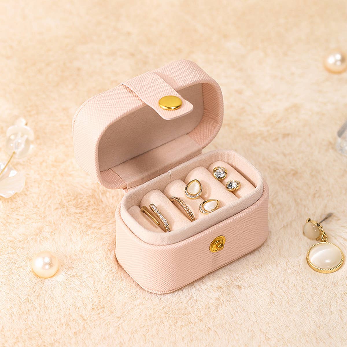 CWMM1686-PINK-OS SOLID COLOR PORTABLE EARRING STORAGE BOX