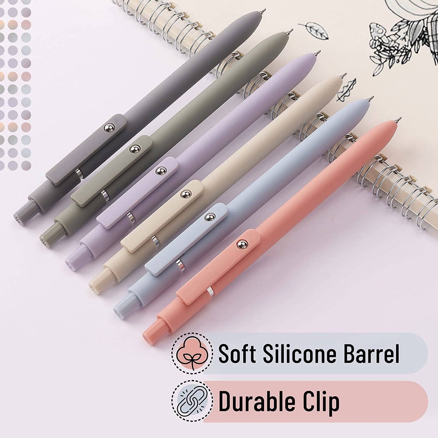 Retractable Fine Point Gel Pens, 6 Pack, Morandi: 6 pack, Morandi Barrels