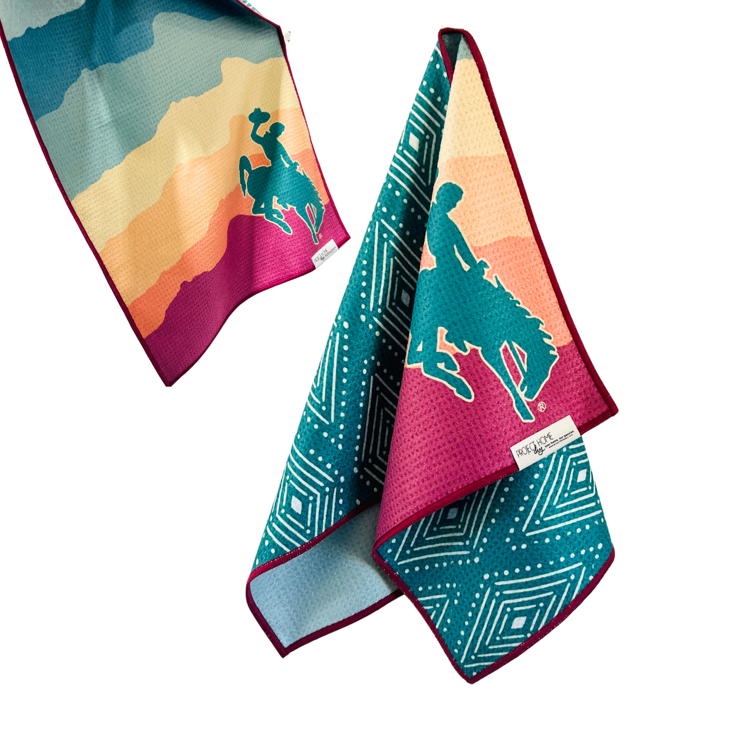 Summer Wyoming Cowboy | Waffle Weave Microfiber Towels Kitchen & Bath: Hand Towel