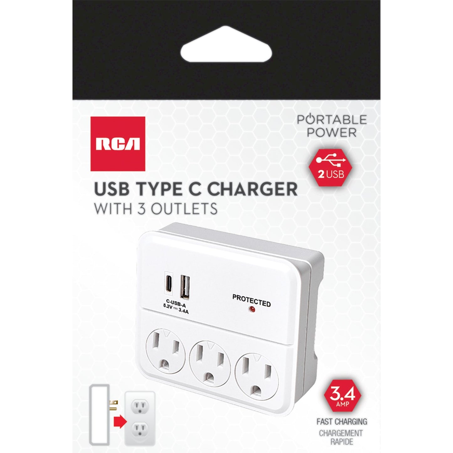 SURGE 3 OUTLET W/USB TYPE-C & A