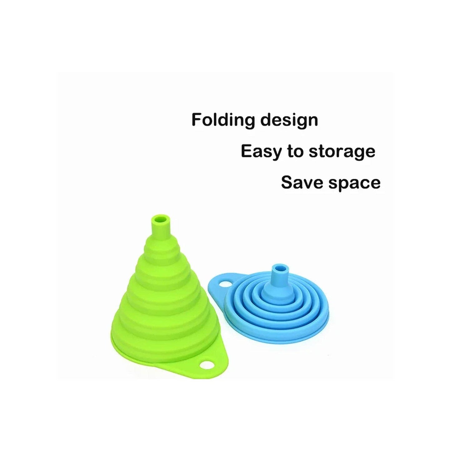 ASSORTED Silicone Collapsible Kitchen Funnel - X-Small to Large Sizes for Easy Liquid Transfer Food Grade Silicone Collapsible Gadgets