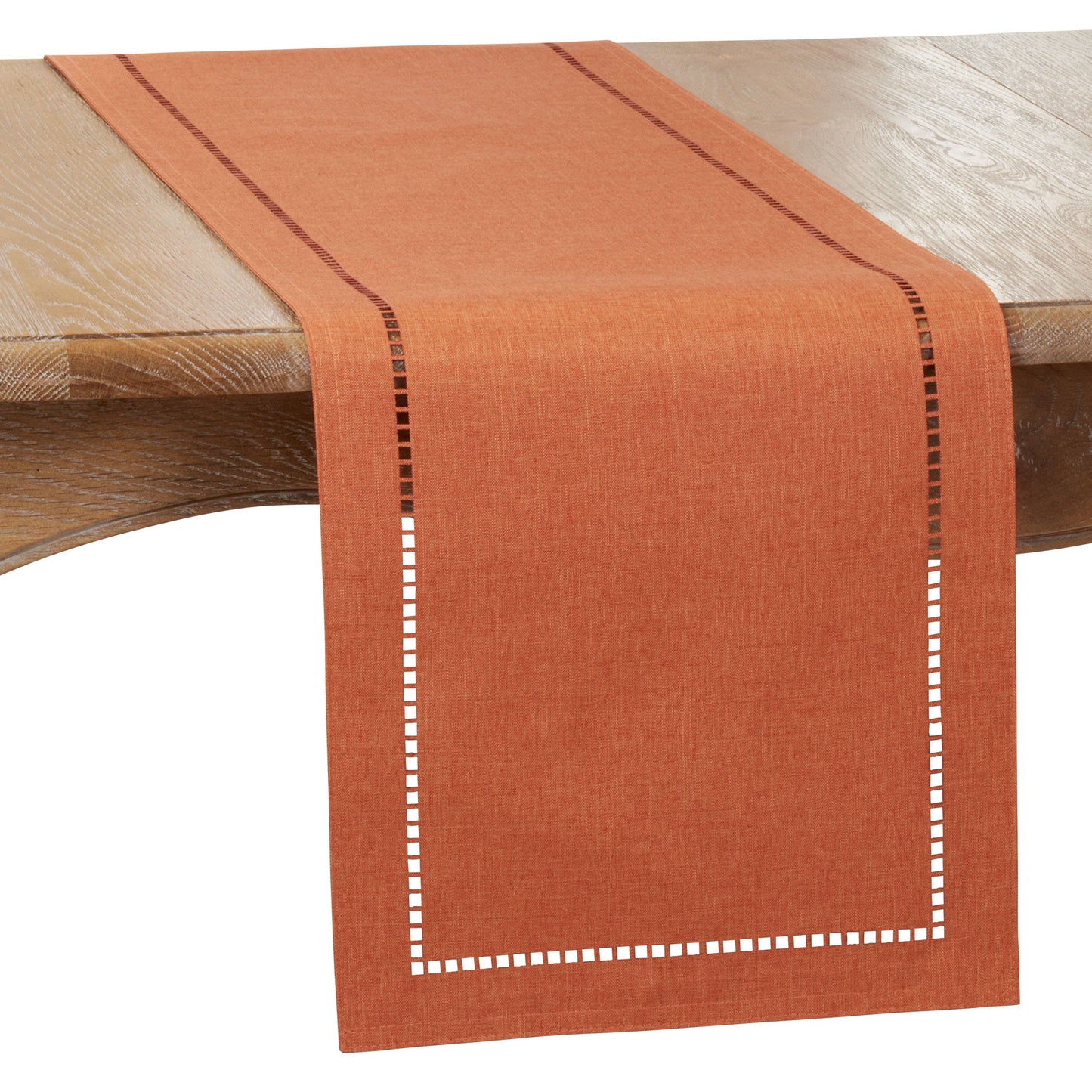 Laser-Cut Hemstitch Runner: Green / 14"x54"