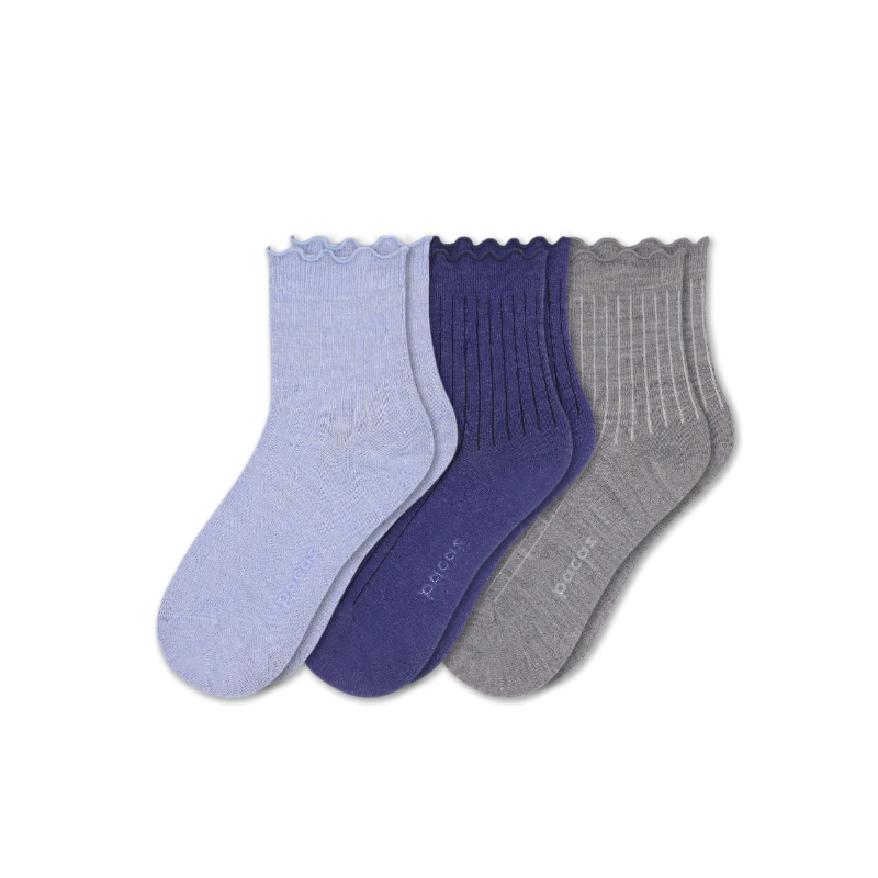 Women's Ruffle Socks: Peach & Light Brown & Purple / Small / Medium (US: 5 - 8)