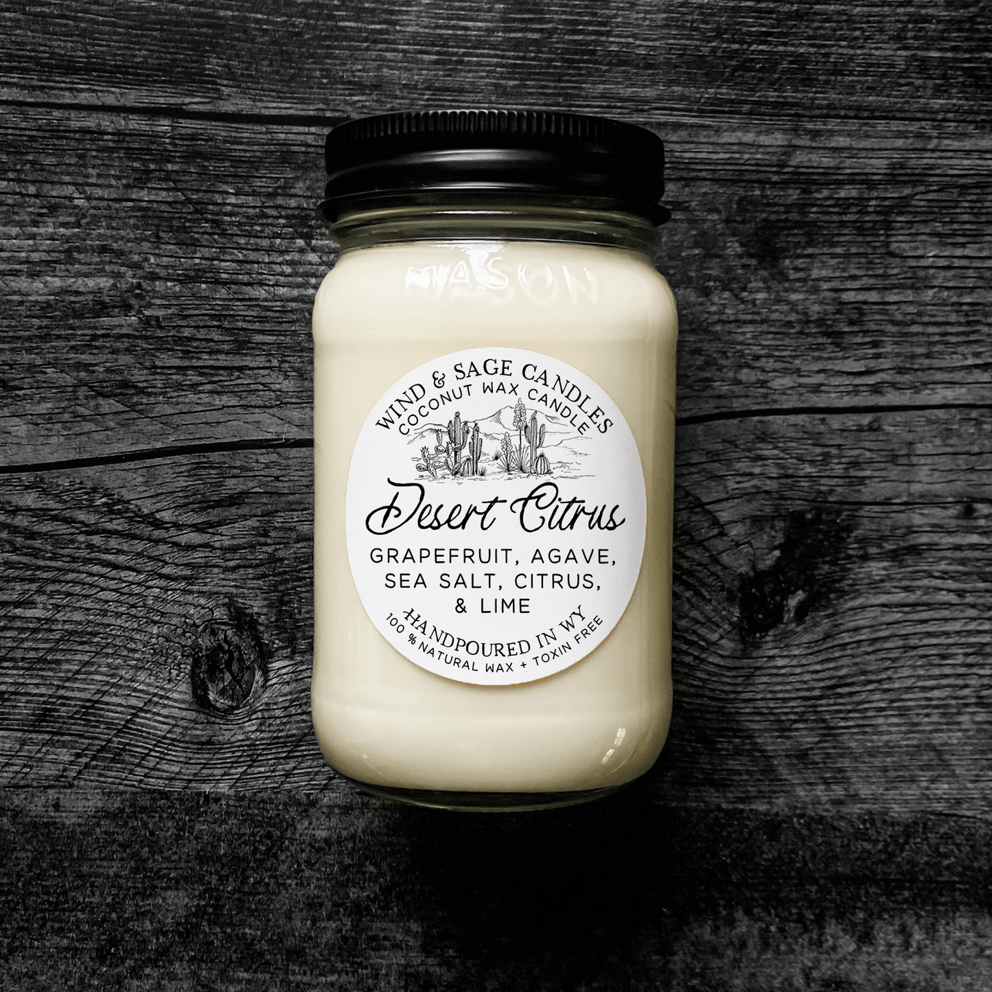 Desert Citrus Mason Jar Candle, 100% Natural Wax: Large