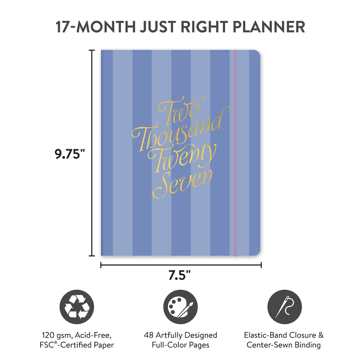 2027 Cabana Stripes Just Right Monthly Planner