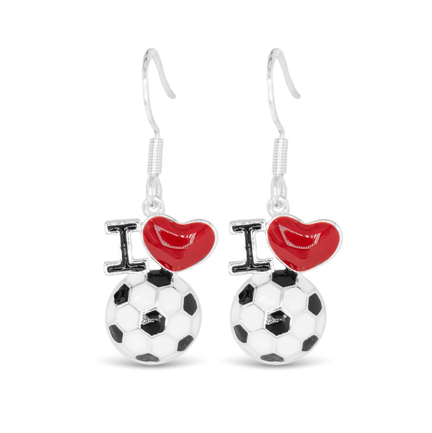 Silver I Love Sport Earrings: Soccer