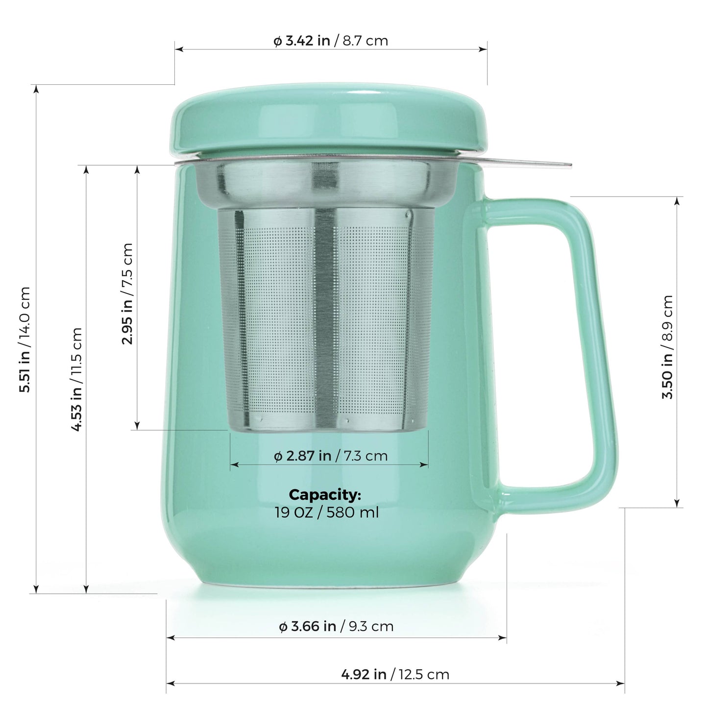Peak Porcelain Ceramic Mug With Metal Infuser 19oz: Red