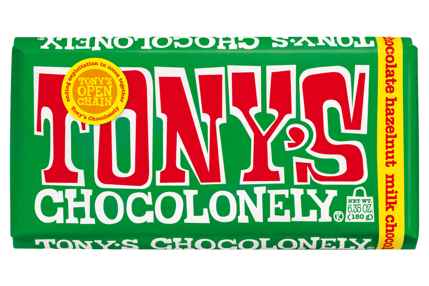 TONY'S MILK CHOC HAZELNUT 180G
