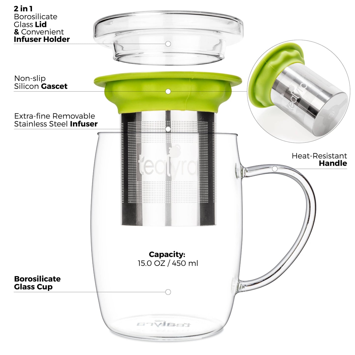 PerfecTEA Glass Cup Infuser - Perfect Tea Mug