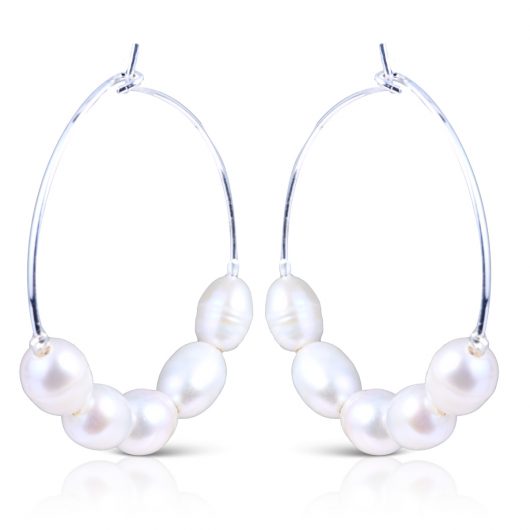 5-Pearl Hoop Earrings - AMANDA BLU