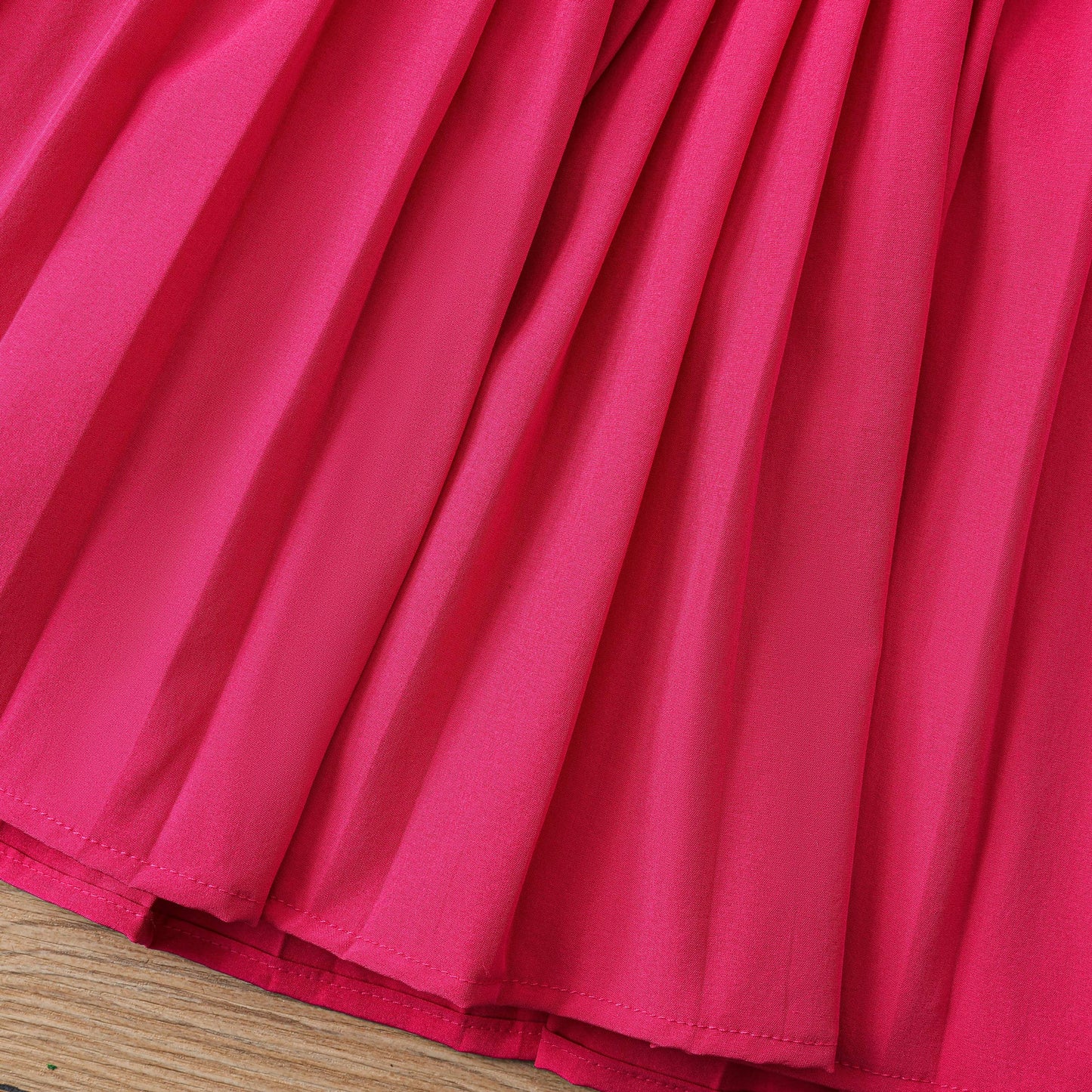 Summer Girls Halter Pleated Dress 1pc Solid Color: Roseo / 11-12 Years