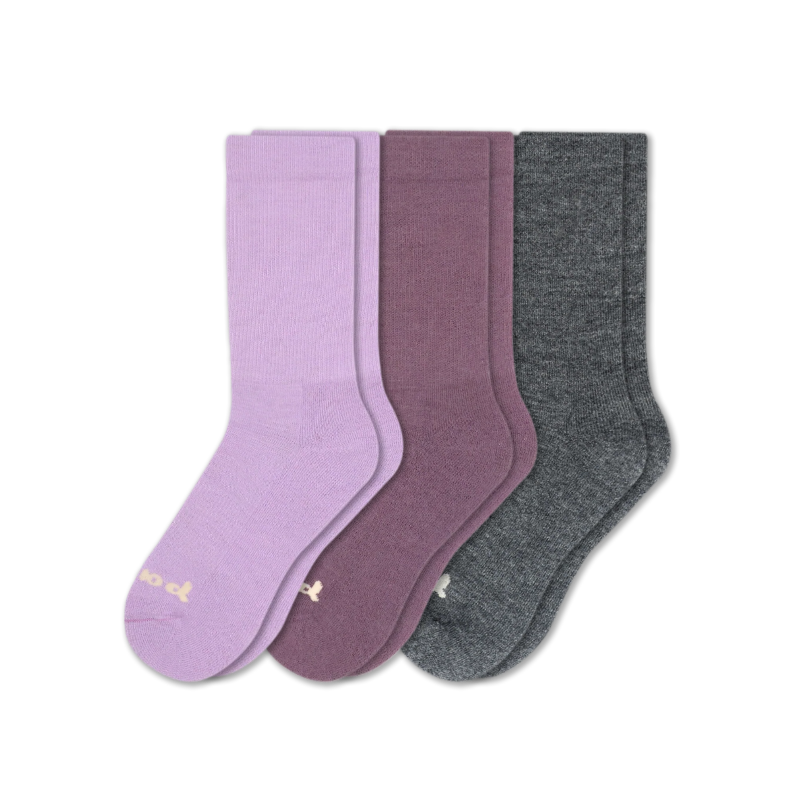 Women's Crew Pacas Socks: Charcoal & TRIBAL/Ivory & RUGBY STRIPE/Lightest Purple / Small / Medium (US: 5 - 8)