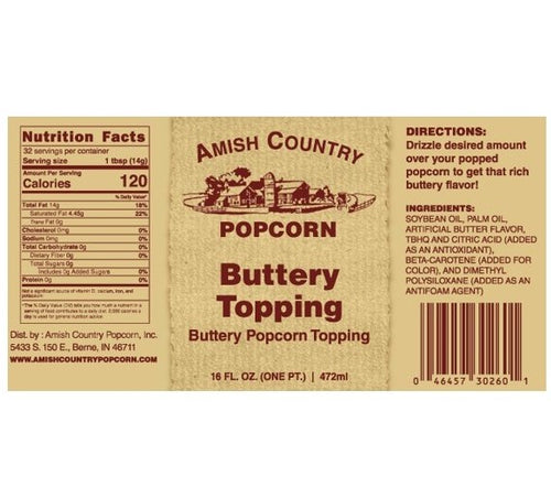 Amish Country Popcorn - 16oz Buttery Popcorn Topping