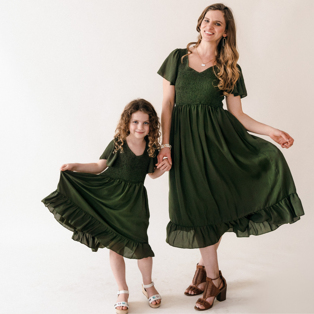 Dark Green Chiffon Dress - Women: Women's Medium