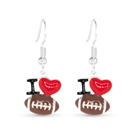 Silver I Love Sport Earrings: Football