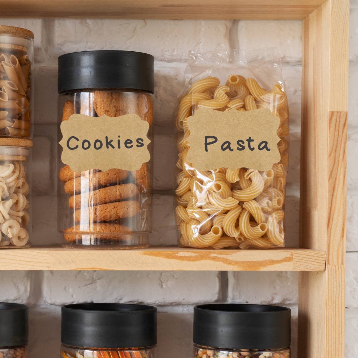 Wrapables Kraft Paper Sticker Labels for Lids, Mason Jars: (450pcs) Assorted Fancy