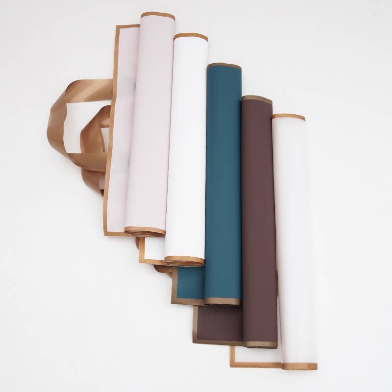 50pcs, 5 colors 12x3x10" Frosted Gold Border EVA Gift Bag : Frosted