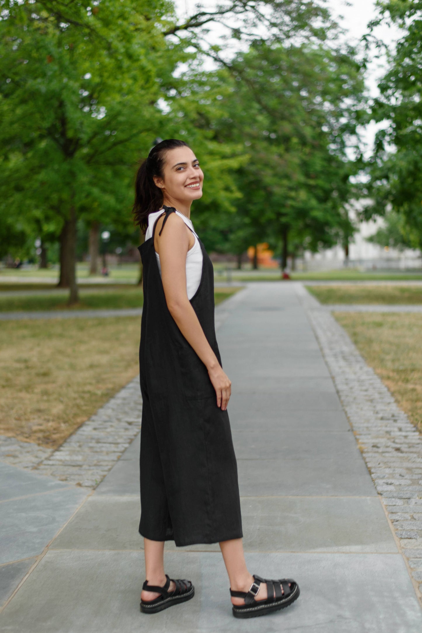Linen Romper, Jumpsuit, Jumper: Small / Natural