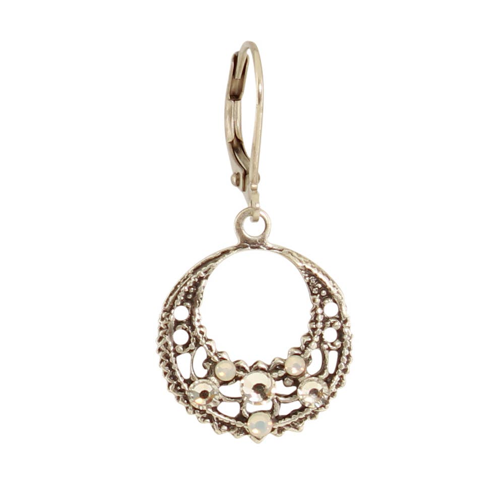 Filigree Crystal Hoop Earring: B