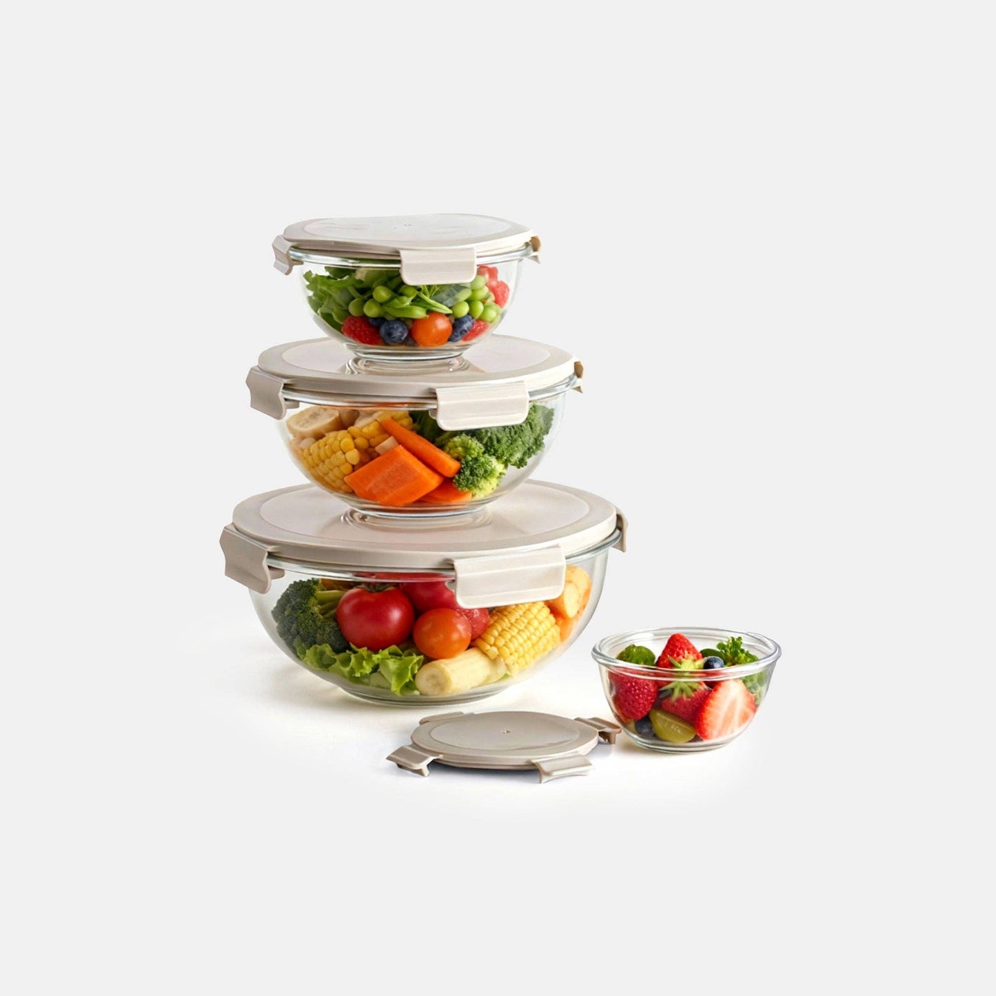 8-PC Mix & Store Serve Glass Bowl Set: Vanilla