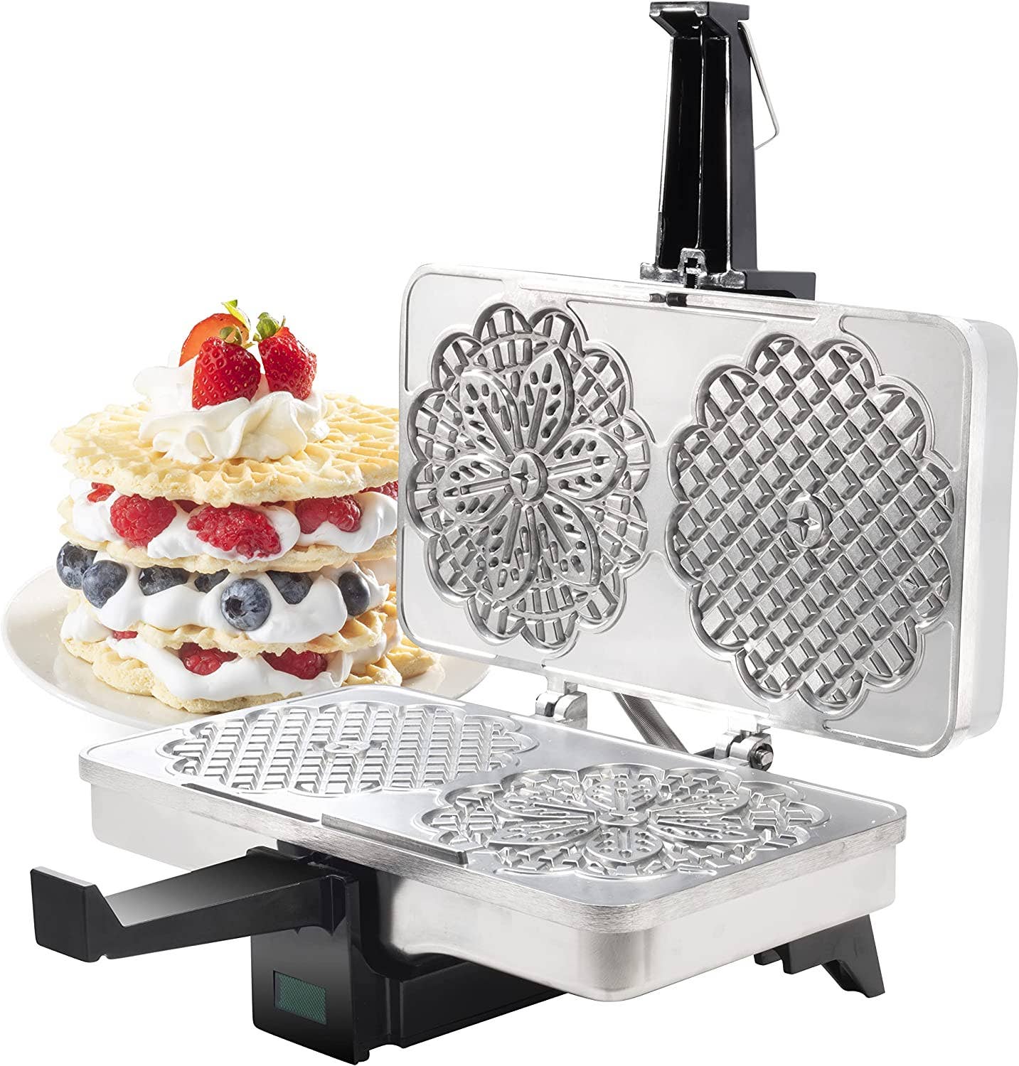 Electric Polished Pizzelle Baker - Makes Two 5" Cookies