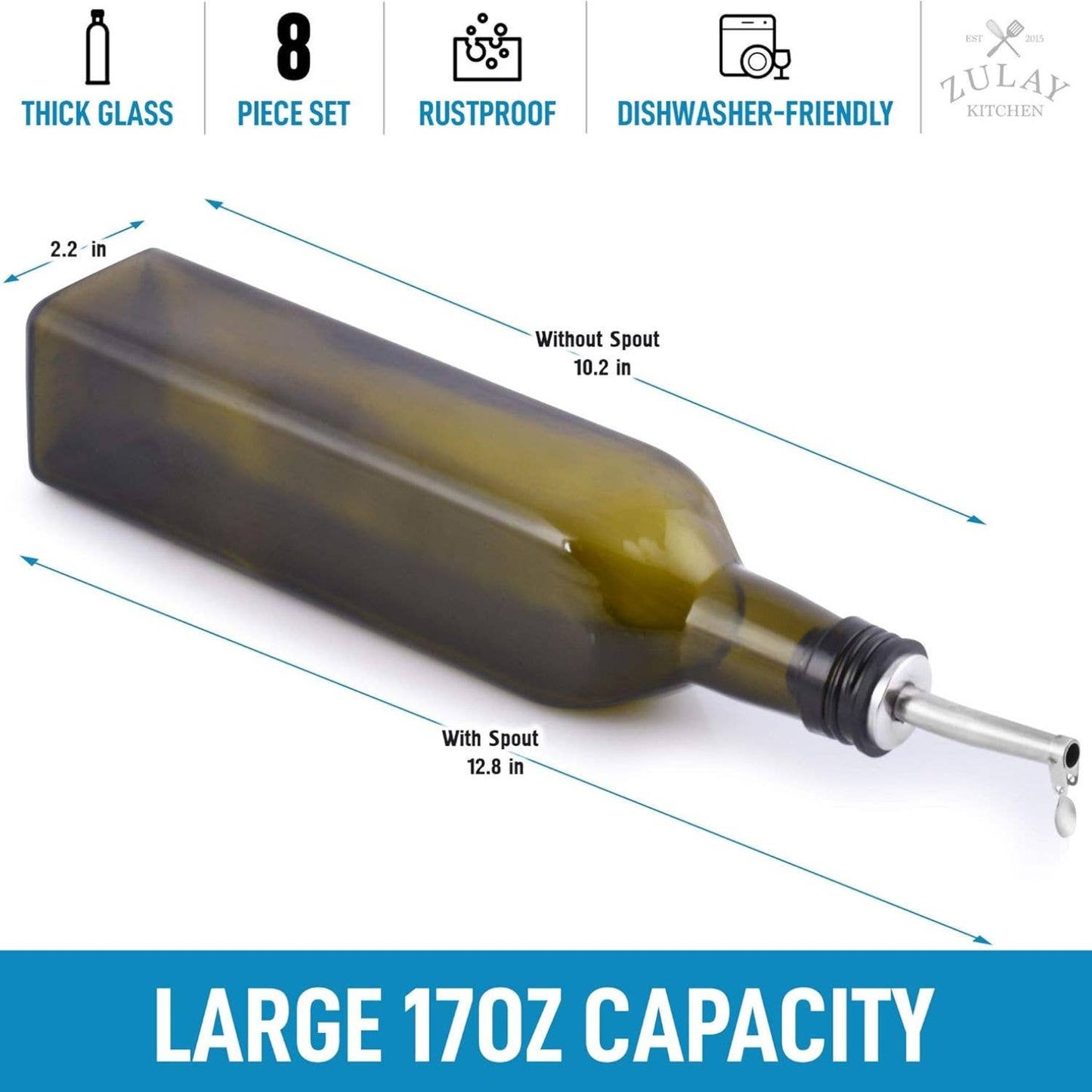 Olive Oil Dispenser Bottle16.9 oz with Accessories: Clear