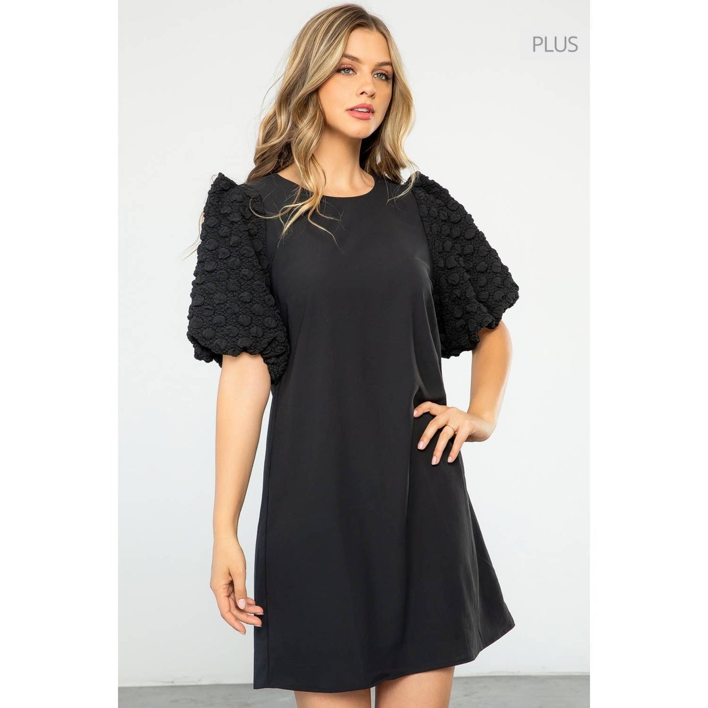 /Size XL/ Puff Sleeve Dress: BLACK / XL