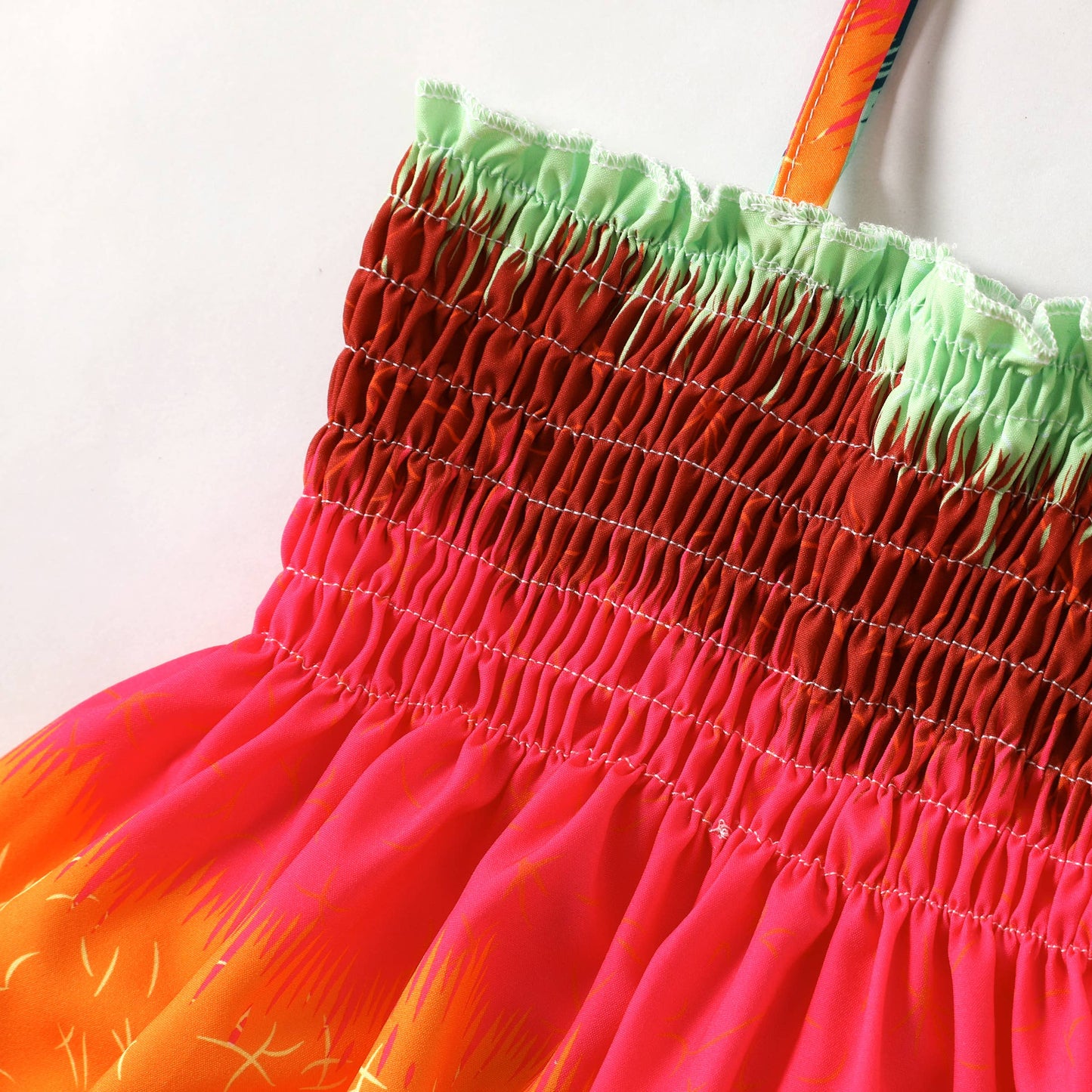 Sweet Smocked Toddler Dress, Gradient Hanging Strap Dress: Multi-color / 4-5 Years