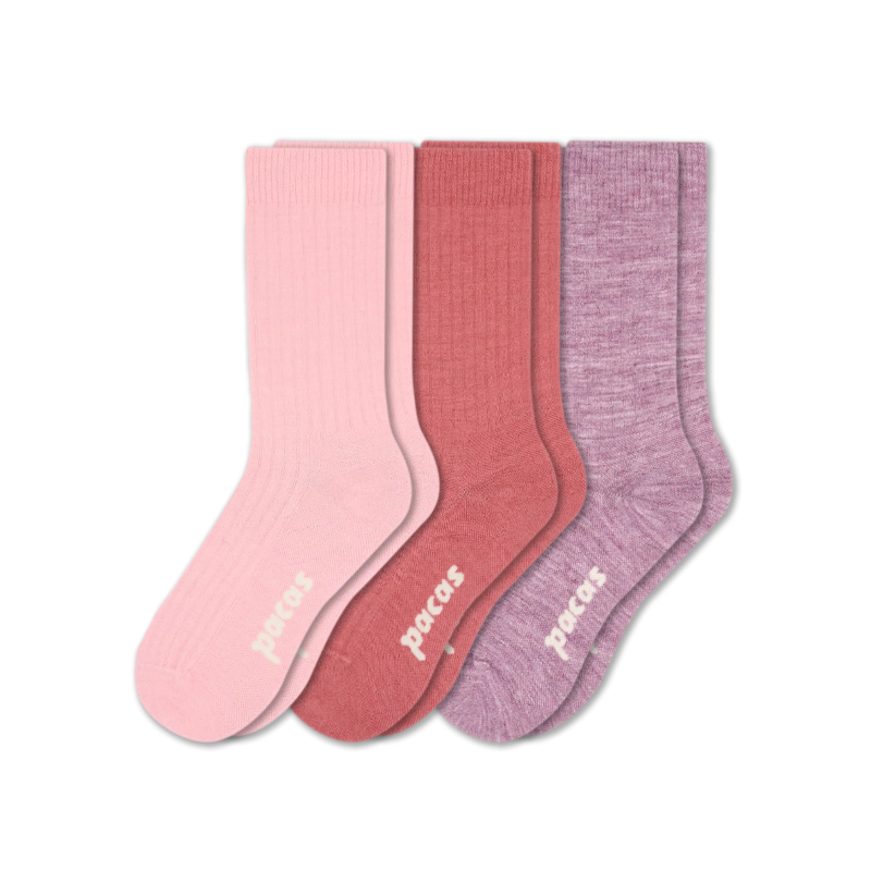 3 Pack - Women's Light-Weight Crew Pacas Socks: STRIPE/Black/Charcoal SolidAll / Medium / Large (US: 8.5 - 11.5+)
