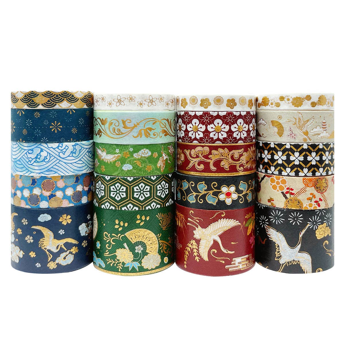 Wrapables Gold Foil Washi Tape in Gift Box Set for DIY Arts: Dancing Cranes
