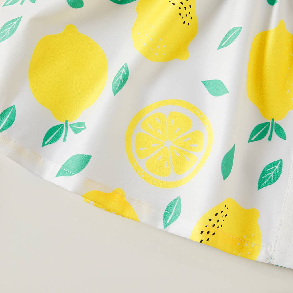 1pc Baby Girl Plaid&Lemon&Fruit Sweet Dress: Yellow / 9-12 Months