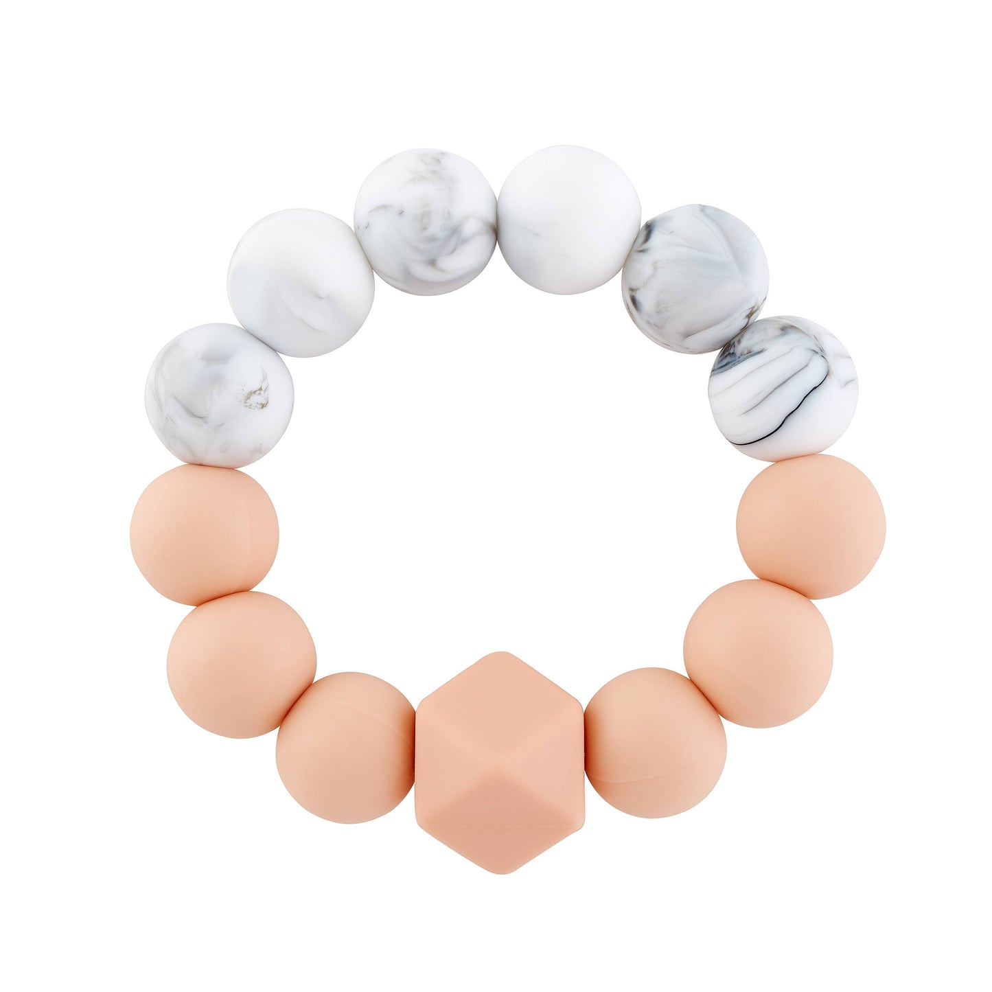 Natural Wood & BPA-Free Silicone Teething Rattle: Marble & Sage