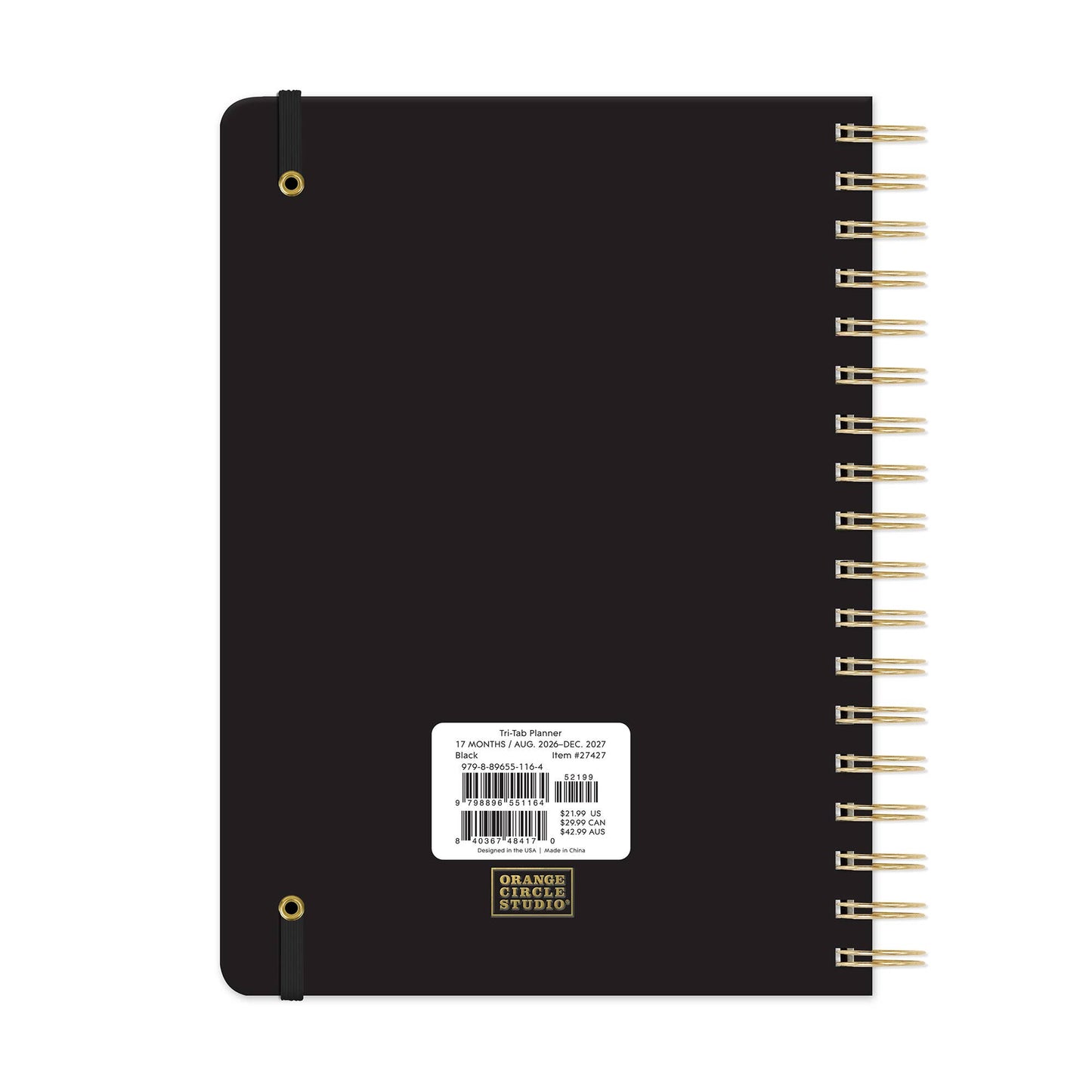 2027 Black Tri-Tab Planner