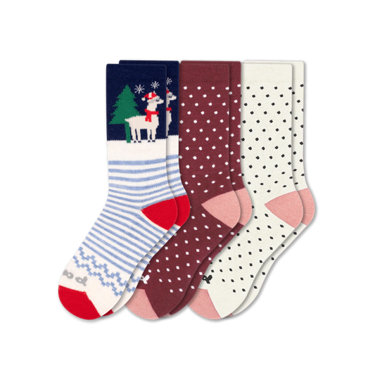 Women's Crew Pacas Socks: DOTS Red & Ivory / Medium / Large (US: 8.5 - 11.5+)