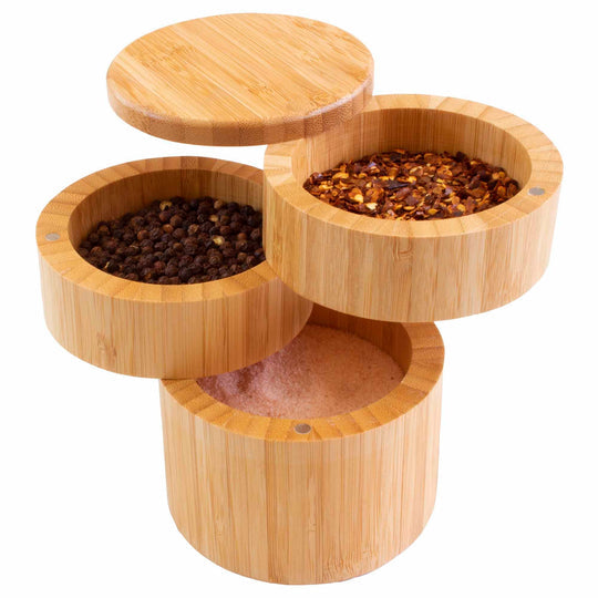 Triple Salt Cellar with Swivel Lids, 1-1/3 Cups Capacity