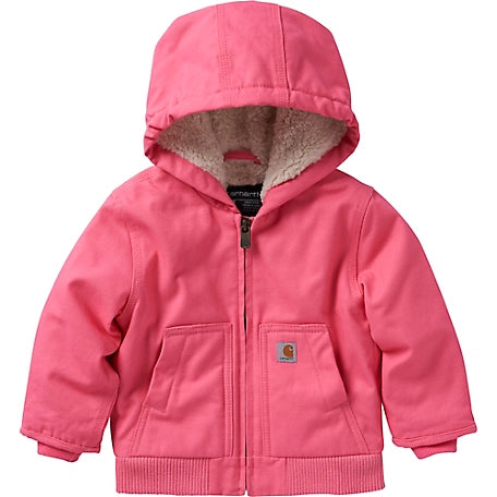 OJ9566-G Carhartt Girls Pink Canvas Insulated Hooded Coat