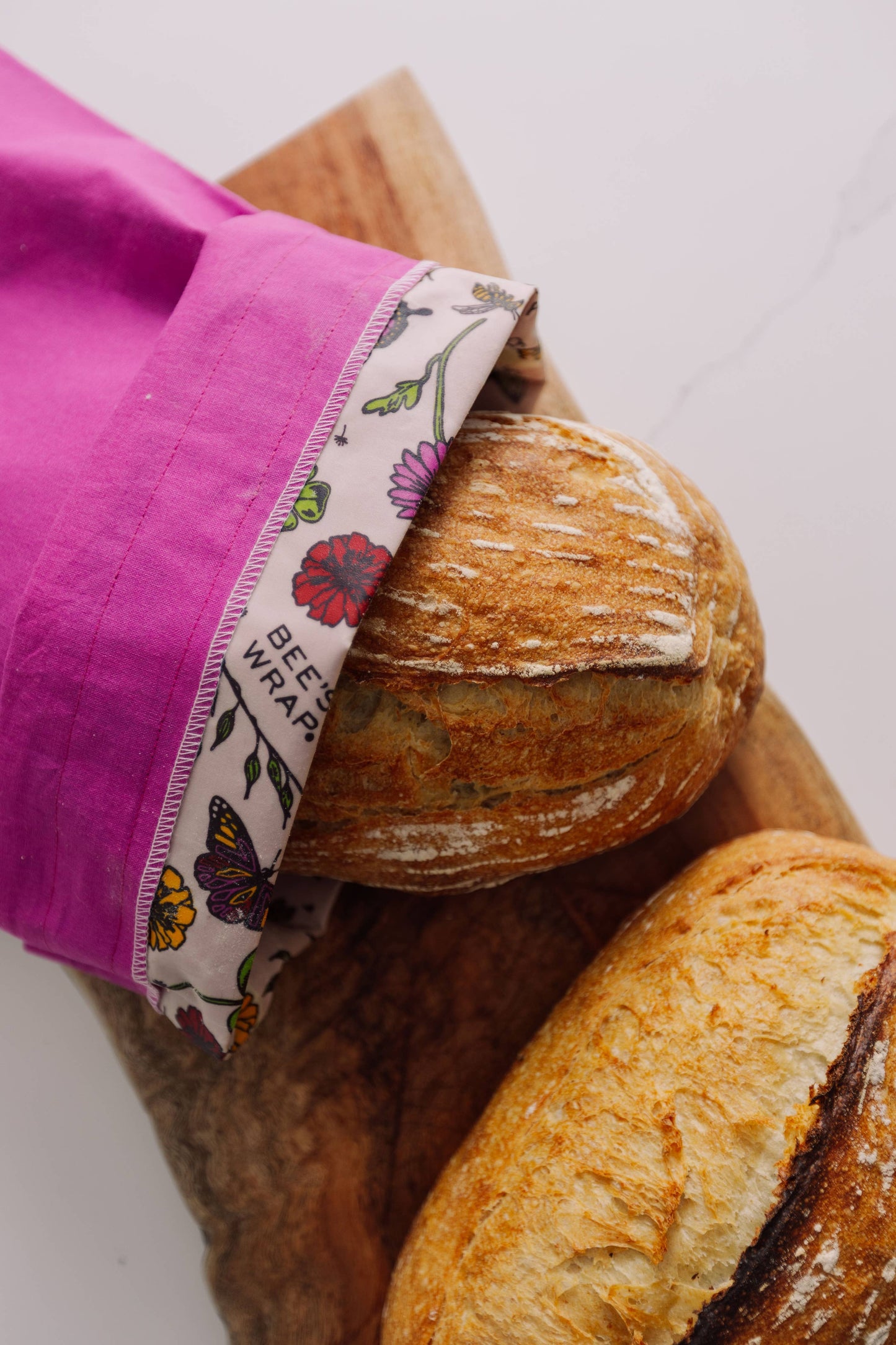 New! Artisan Bread Bag - Magenta, Meadow Magic lined