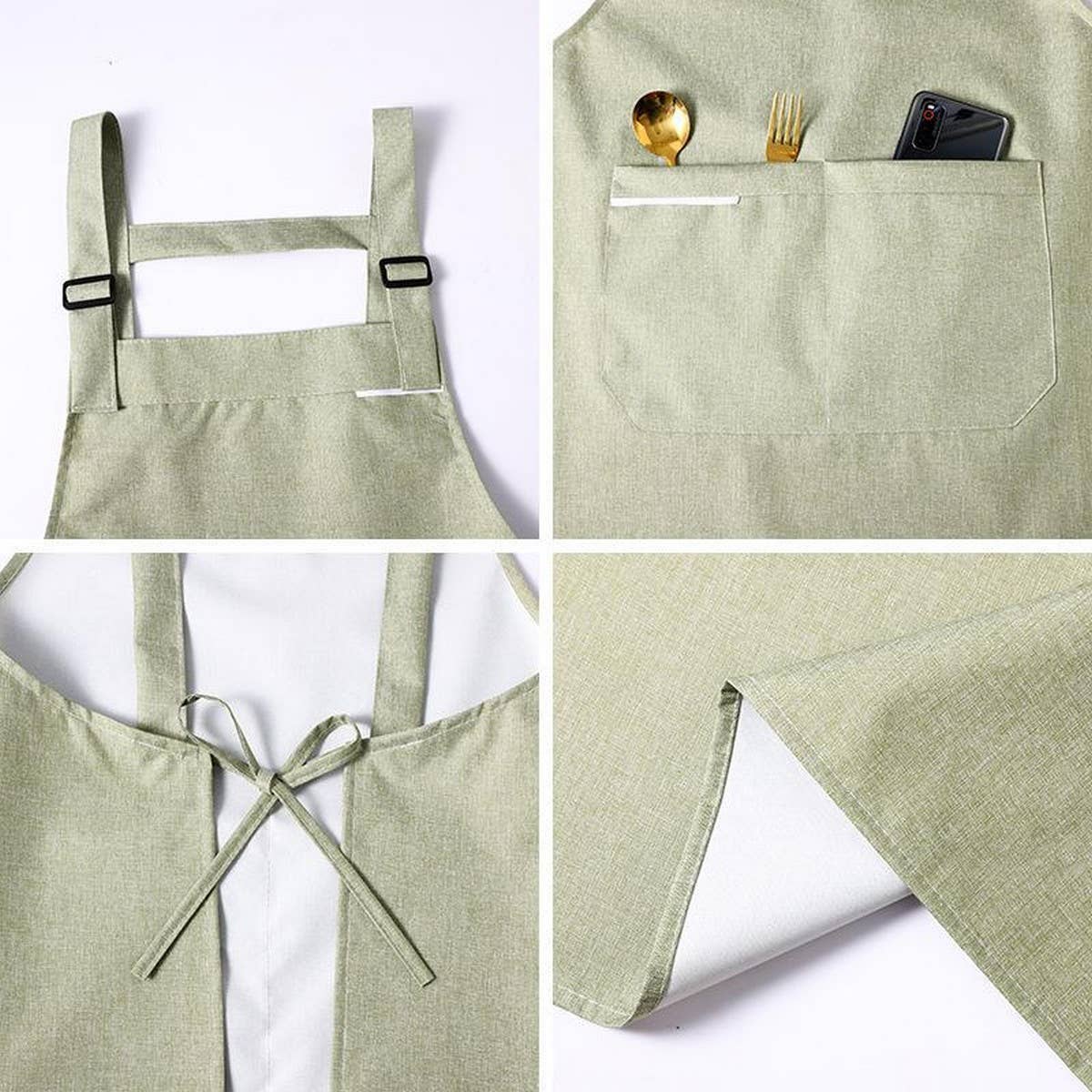 Fabric coating Solid Color apron with pockets bulk_CWMM2037: Blue / (OS) 1