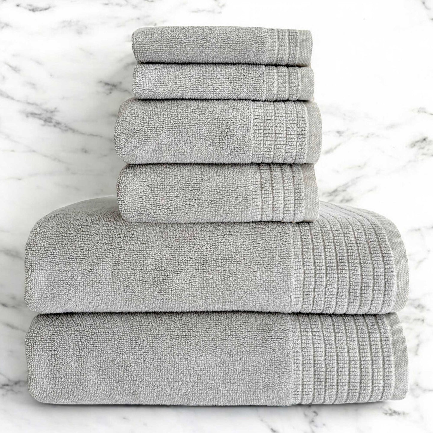 Bamboo Spa Towel Collection - 6pc Set: Stone