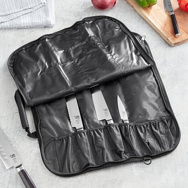 Shun DM0880 Black 8 Pocket Knife Roll
