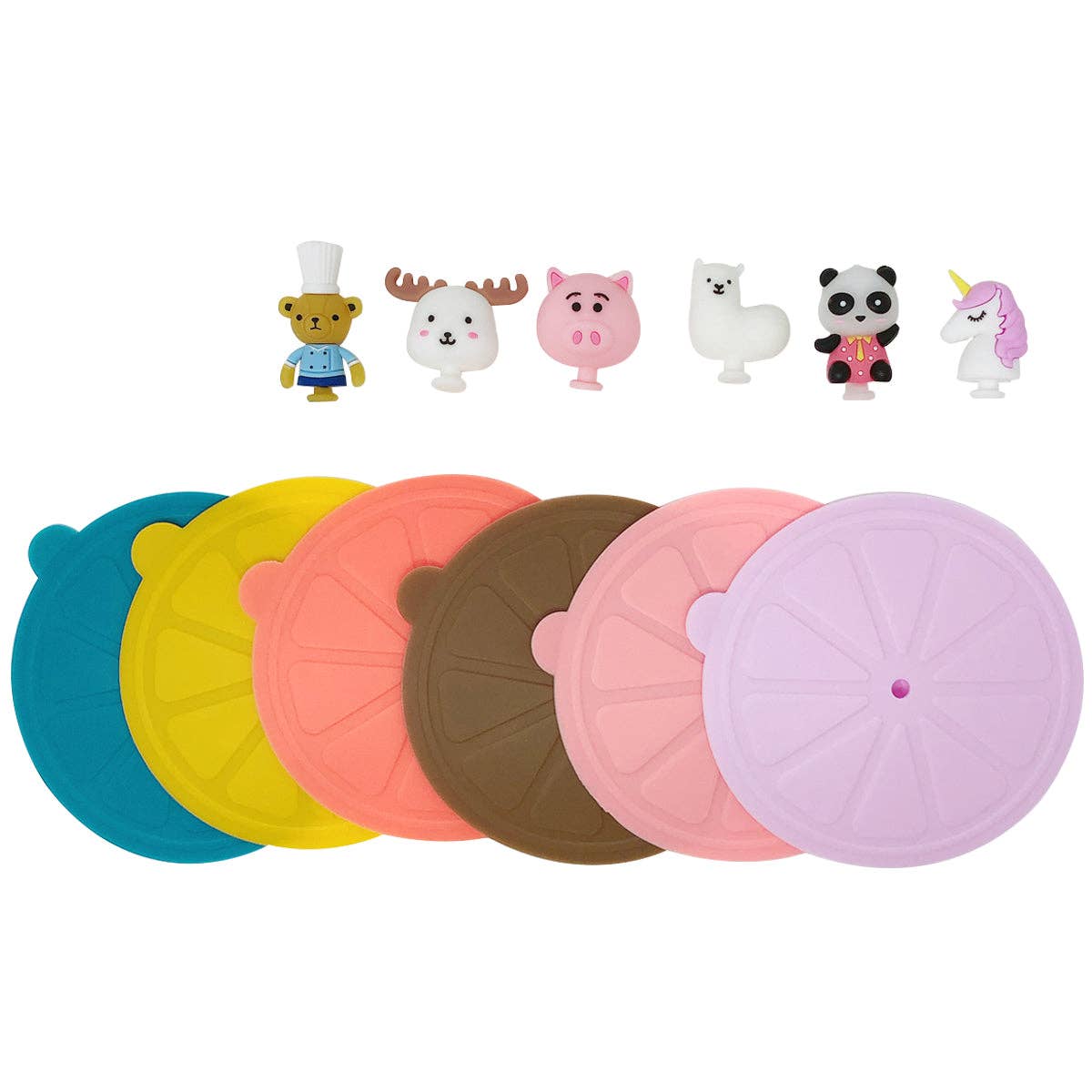 Wrapables Silicone Cup Lids, Anti-Dust Airtight Mug Covers for Hot and Cold Beverages (Set of 6): Cats