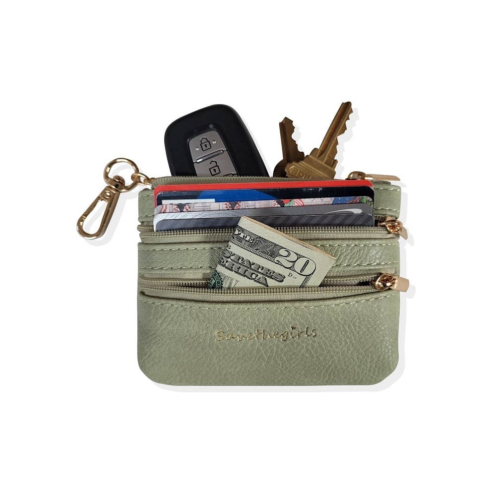Clip & Go Crossbody Strap w/Zippered Pouch: Green/Purple Pattern