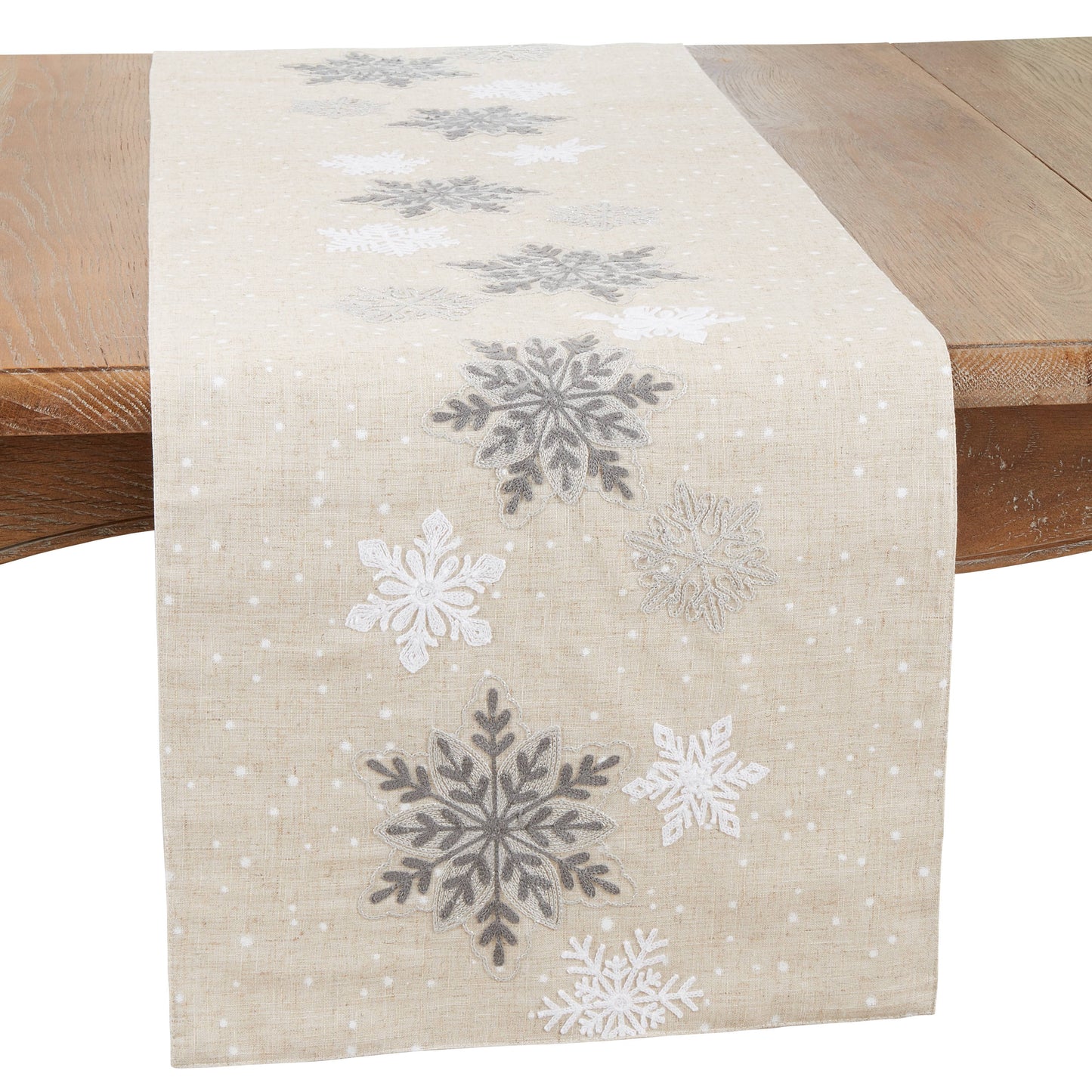 Snowflakes Runner: Natural / 16"x70"