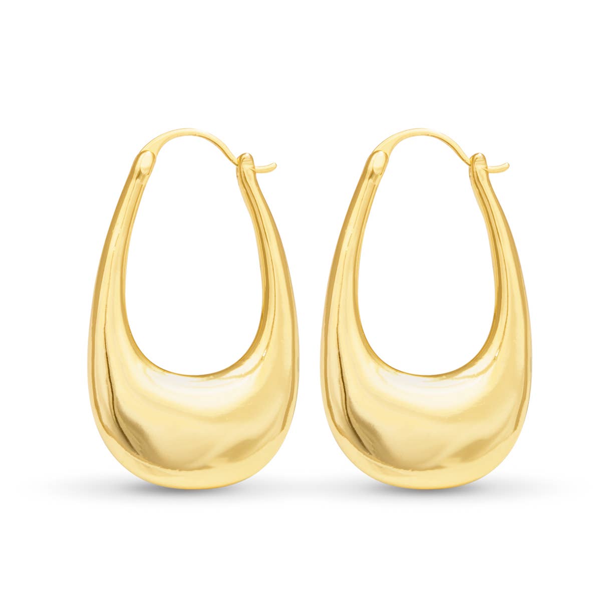 Naomi Polished Elongated Hoop - Gold - AMANDA BLU