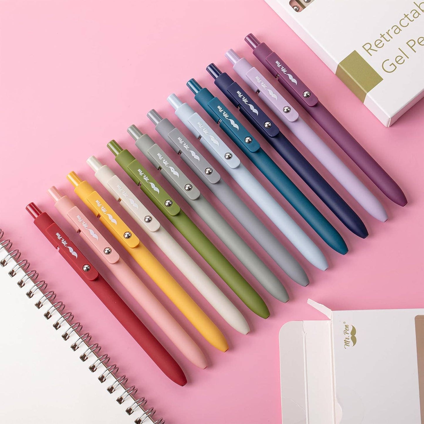 Retractable Fine Point Gel Pens, 6 Pack, Morandi: 6 pack, Morandi Barrels