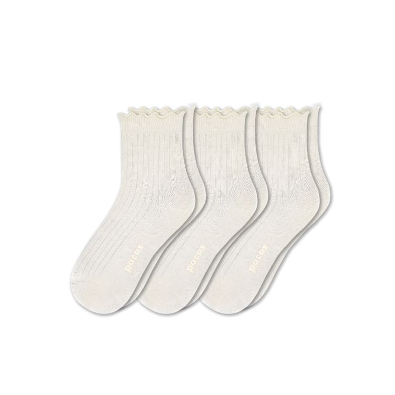 Women's Ruffle Socks: Peach & Light Brown & Purple / Small / Medium (US: 5 - 8)