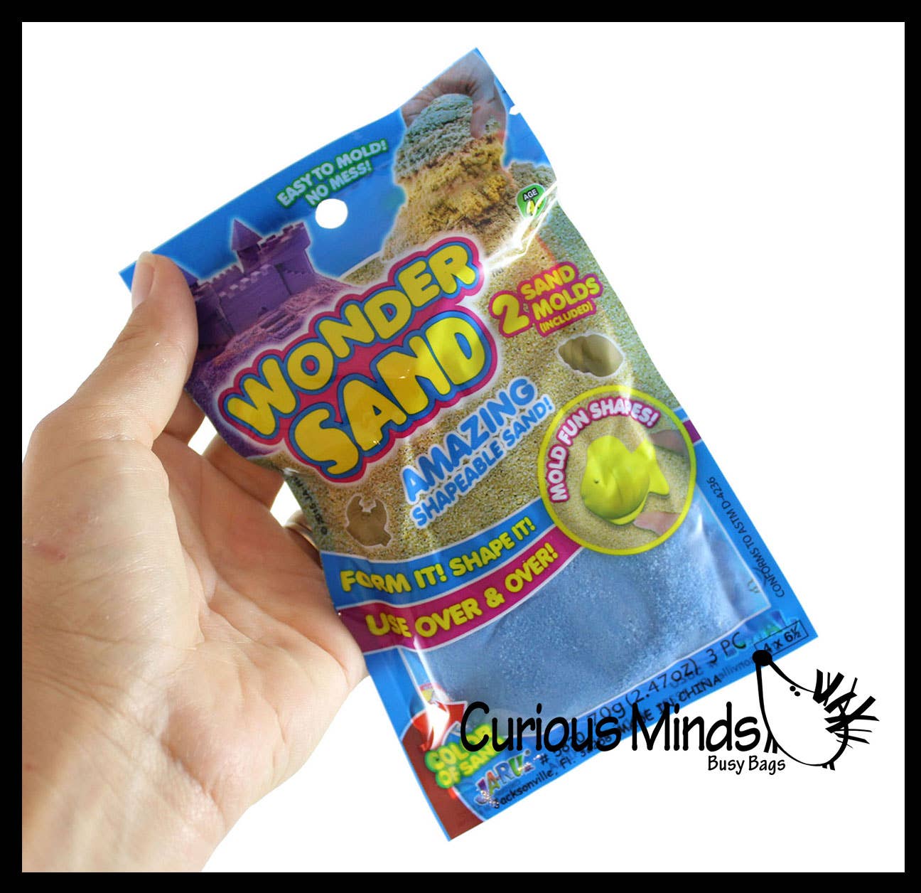 1 Wonder Sand Pouch with 2 Mini Sand Molds - Stretchy  Soft